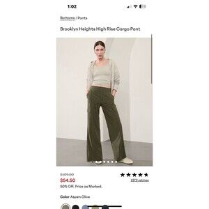 Athleta Aspen Olive Wide Leg Cargo Pants